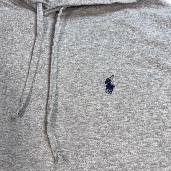 Polo Ralph Lauren Lightweight Hoodie Men's 2XL Gray Spellout Sleeve Pony *Hole* - Picture 7 of 13